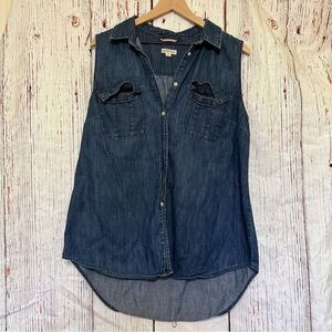 Merona Blue Denim Sleeveless Shirt